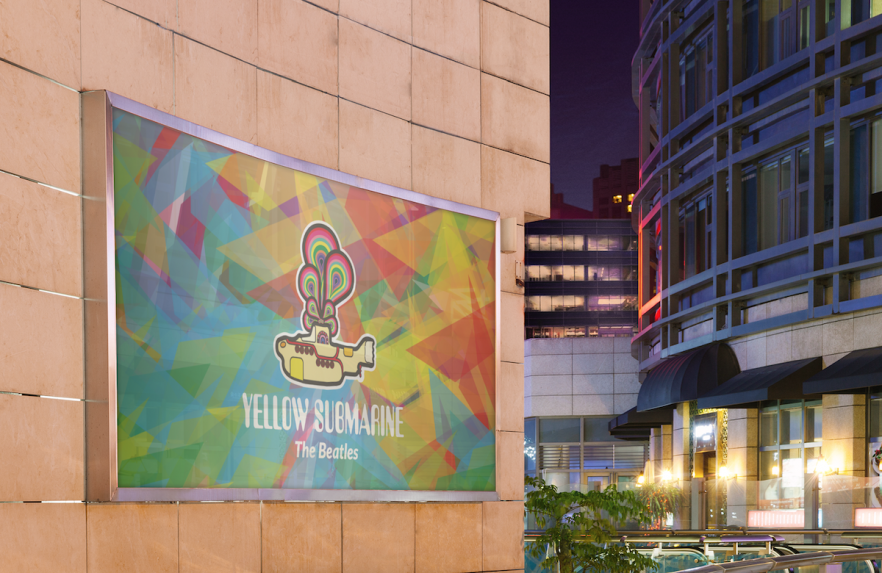 horizontal yellow submarine movie poster mockup